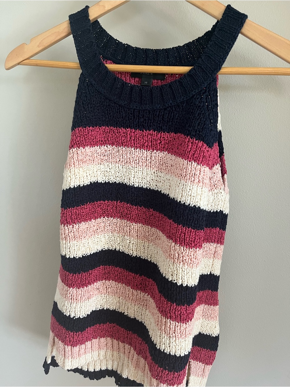 JCrew Striped Knit Tank Sweater - Navy, Cream & Pink - XS